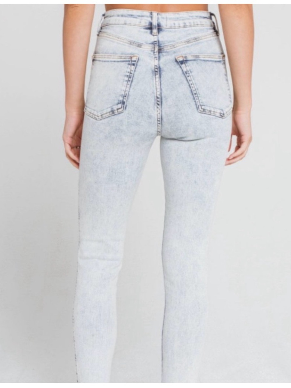 FREE PEOPLE SIZE 26 HIGH RISE STRETCHY light acid Wash Skinny Jeans - Picture 3 of 5